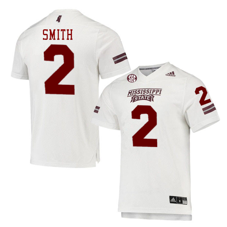 Men #2 Isaac Smith Mississippi State Bulldogs College Football Jerseys Stitched-White